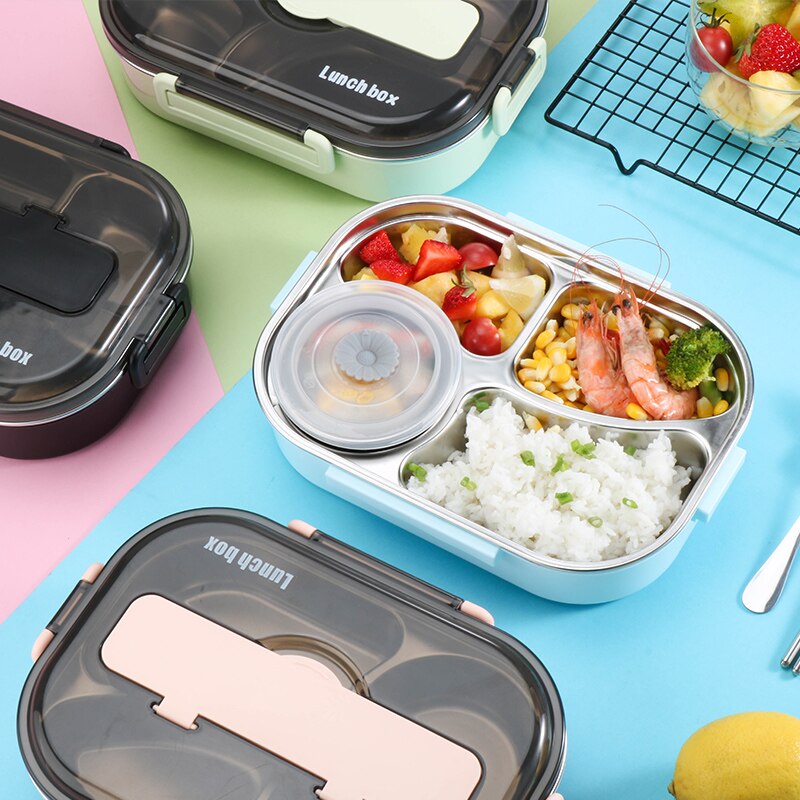 1300ml Stainless Steel 304 Lunch Box With Soup Bowl Leak-Proof Bento Box Dinnerware Set Microwave Adult Student Food Container
