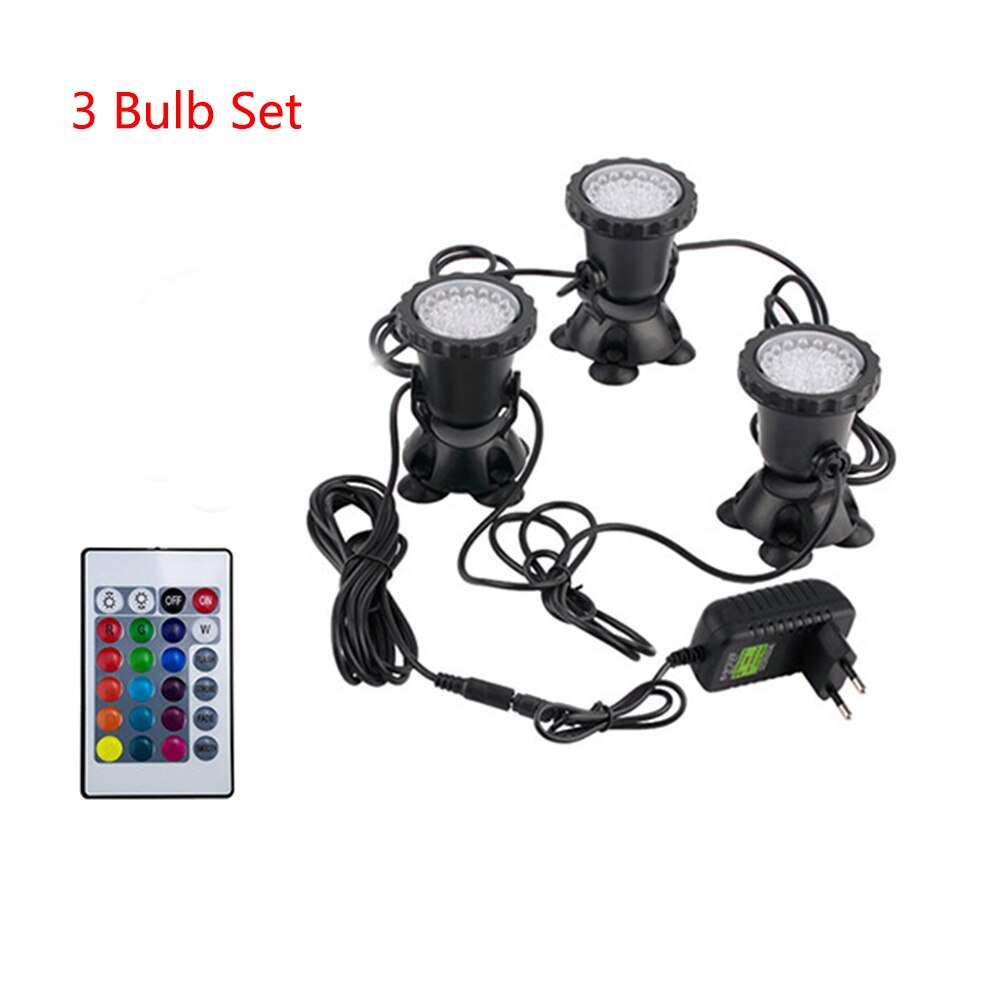 Waterdichte Rgb Led Onderwater Verlichting Lamp 36 Led Onderwater Spot Light Voor Zwembad Fonteinen Vijver Water Aquarium Licht: 3 Bulb EU Set