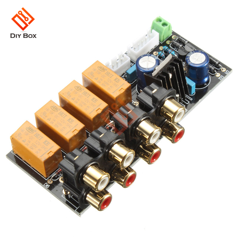 Audio Input Signal Selector Relay Board 4 CH Signal Switching RCA for Amplifiers Speaker sound equipment home music diy kit