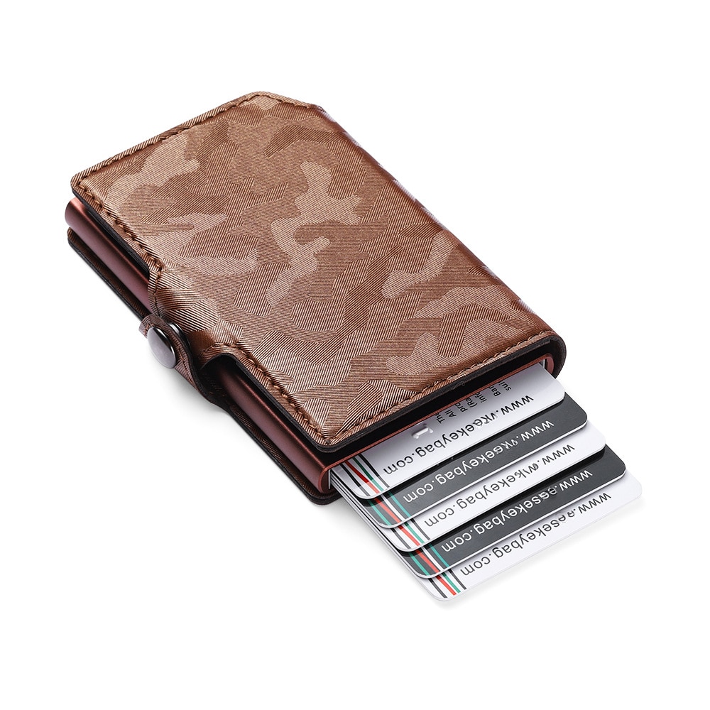 RFID Classic Camouflage Pattern Leather Men's Card holder Aluminum Metal Business Slim ID Credit Cardholder Mini Wallet