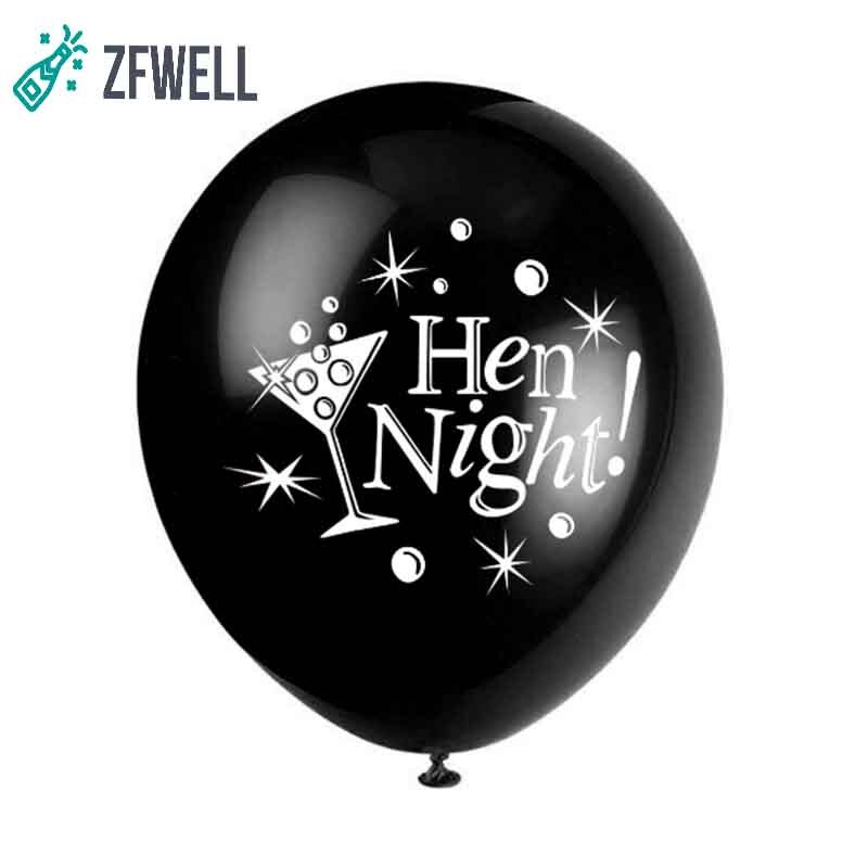 Zfwell 10 stk / lot 12- tommer latex høne nat fest trykt brev ballon høne enkelt fest bryllupssted layout dekorative ballon .9