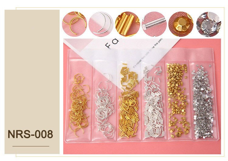 1 paquete mezclado 3D DIY oro hueco Metal remache de diamantes de imitación decoración de Arte de uñas perla DIY tacos de manicura Accesorios: 008