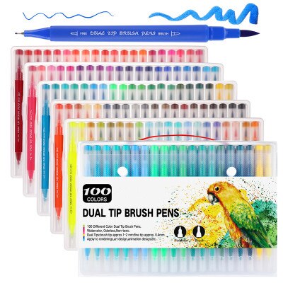Aquarell Marker Waschbar Stift Skizzieren Malerei Dual Pinsel Pen-Set Weichen Permanent Marker 48 60 72 100 Farben Für Kunst zeichnung: 100 Colors