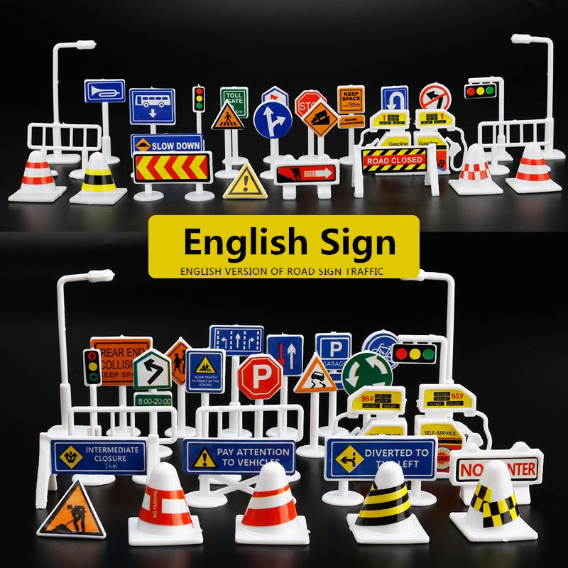 56 Pcs/Set DIY Model Scene Toy Road Sign Traffic Sign: Default Title