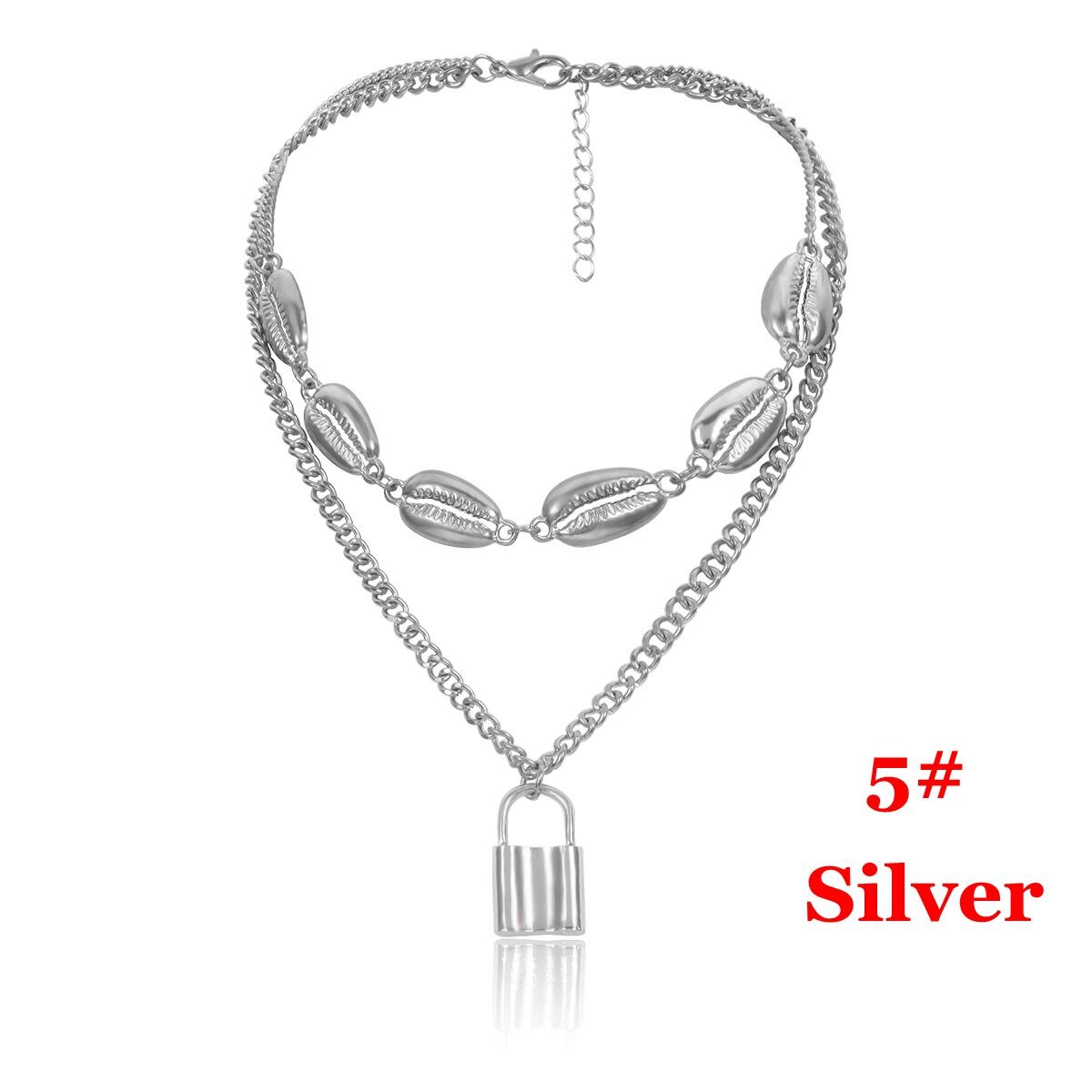 1Pcs Punk Jewelry Gold Silver Color PadLock Pendant Necklace Stainless Steel Rolo Cable Chain Necklace