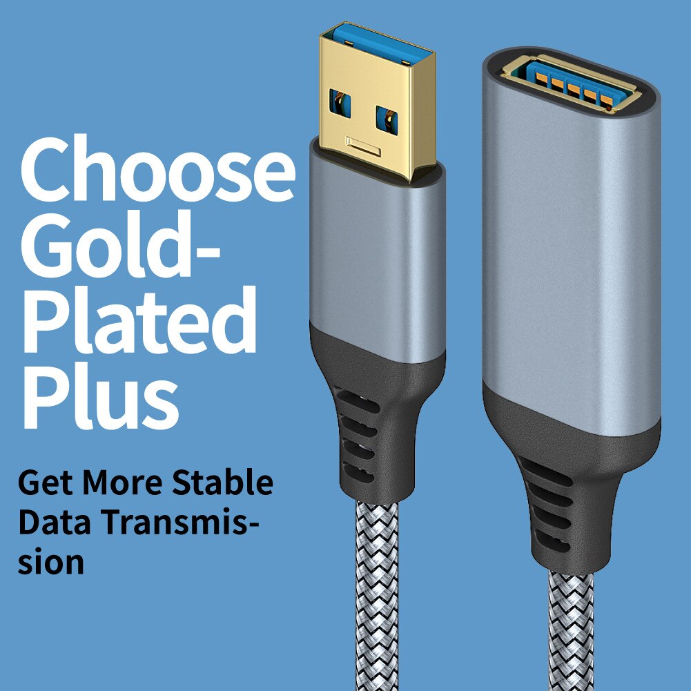 0.5M/1M/2M/3M/5M USB Extension Cable 3.0 Male to Female USB Cable Extender Data Cord for Laptop PC Smart TV PS4 Xbox One SSD