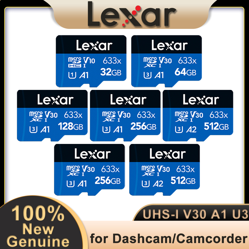 Lexar 633x Micro SD card microSDHC microSDXC UHS-I C10 U3 V30 A1 A2 Full-HD 4K Video Up To 100MB/s Read 32GB 64GB 128GB 256GB