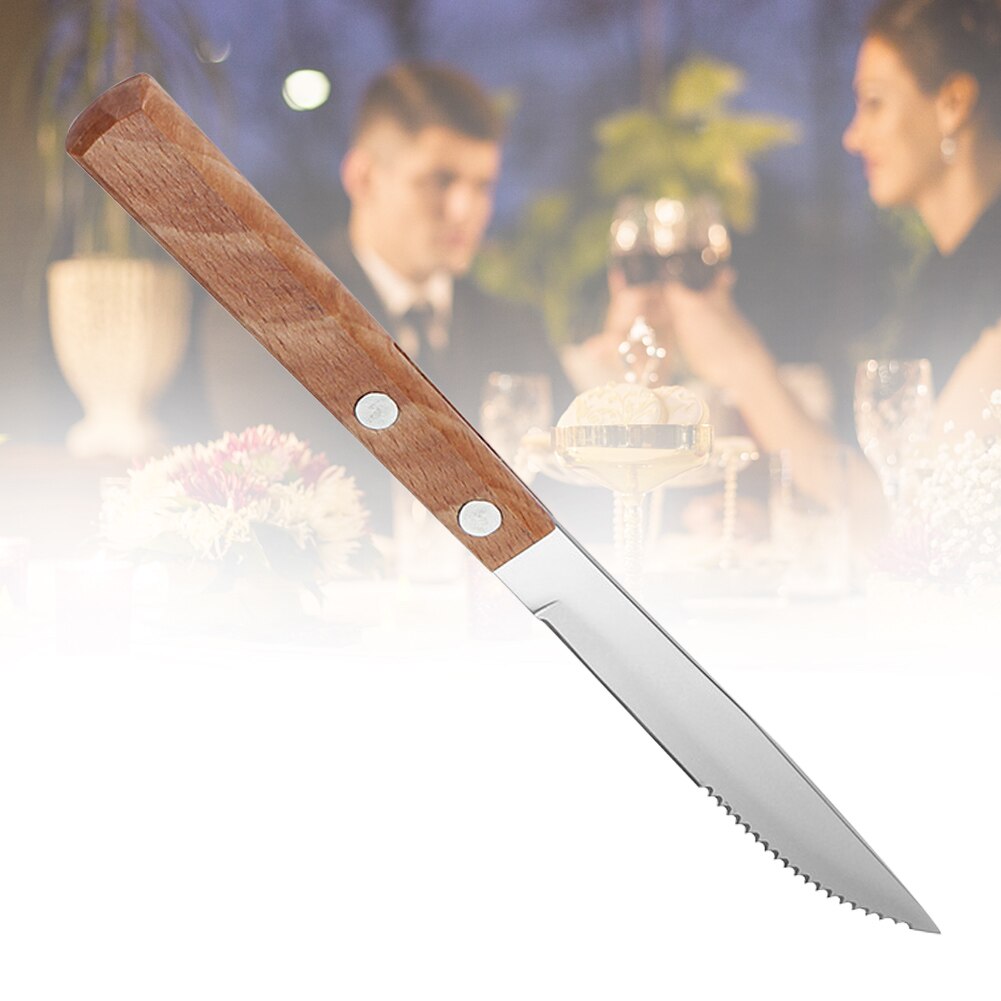 Hem kök middag trähandtag daglig camping restaurang biff kutter bar fest grill servis western rostfritt stål