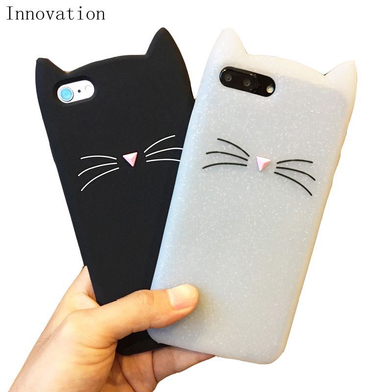 Śliczne broda kot Obudowa dla iPhone 7 6 6S plus 5S 5SE przypadki 3D kreskówka miękkie kot przypadki telefonów dla iPhone 8 7 plus 6 6S 5 S okładka Coque