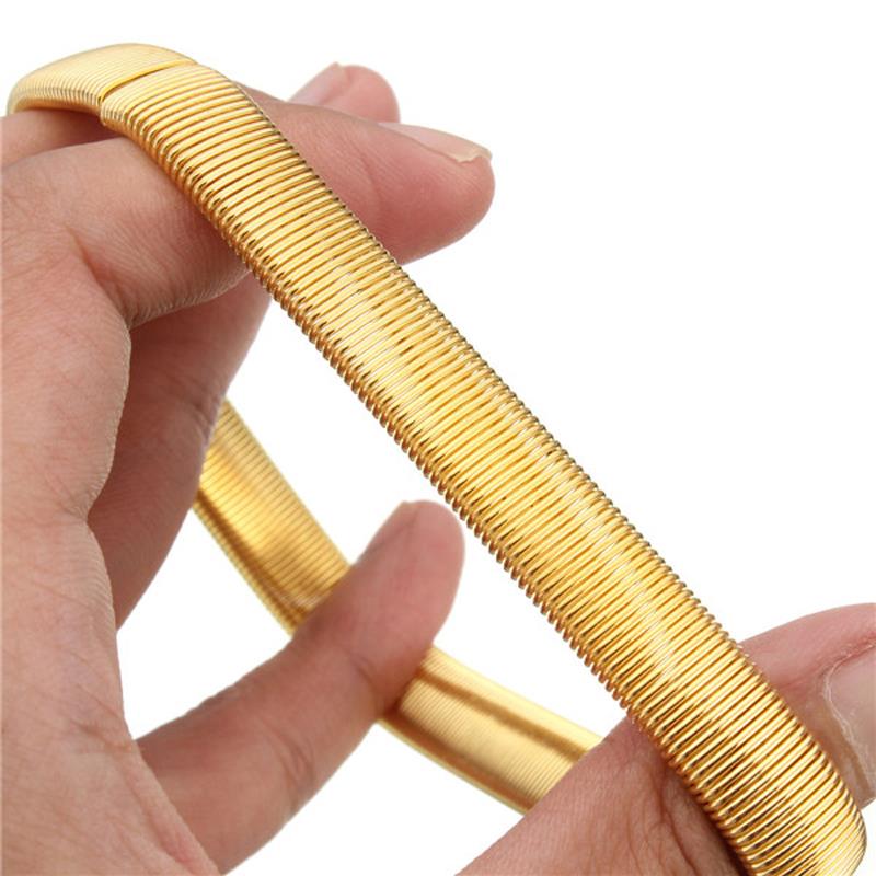 1pc Unisex Punk solido braccialetto elastico manica in metallo cerchio molle filo d'acciaio bracciale bracciale perimetro 26cm