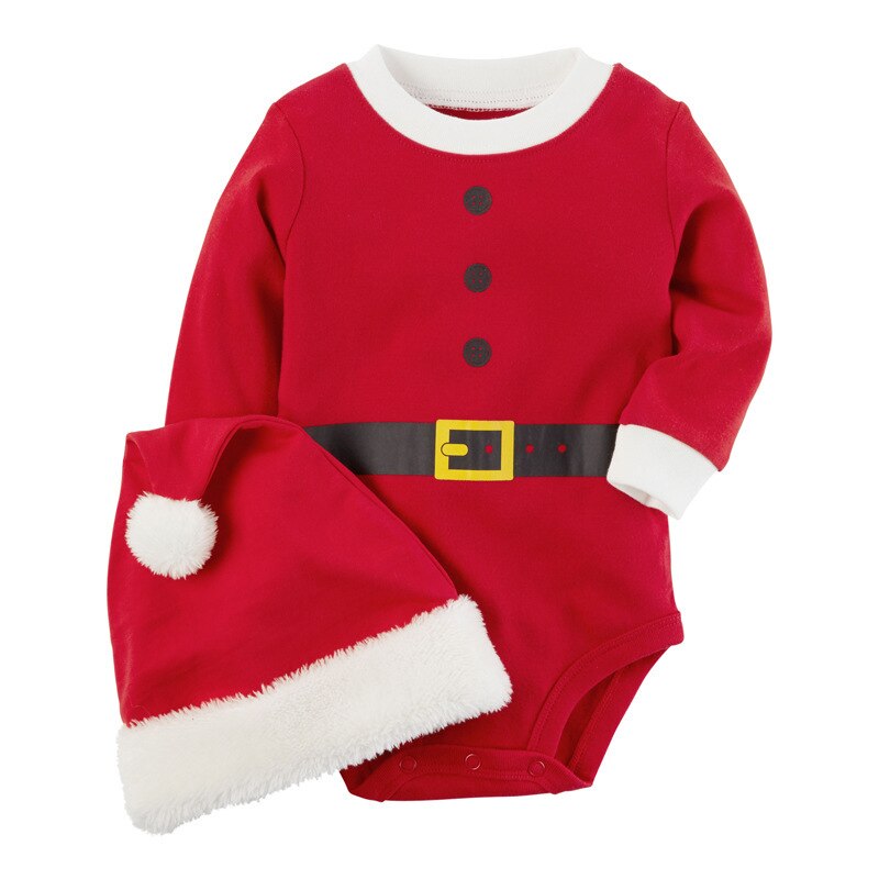 2 stuks kerst baby jongen en meisje kerst romper set ronde hals lange mouwen rode jumpsuit playsuits