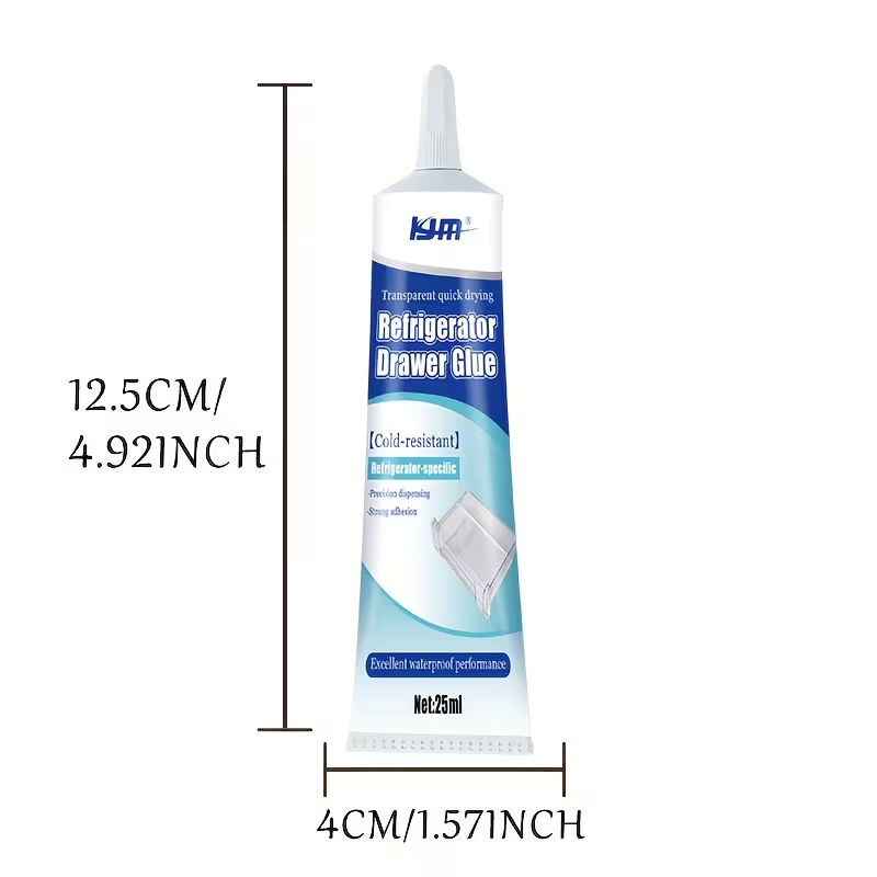 Refrigerator Repair Glue 25ML Cold Resistant Waterproof Adhesive for Fridge Drawer Door Seal Quick Drying for Plastic Glass: Default Title