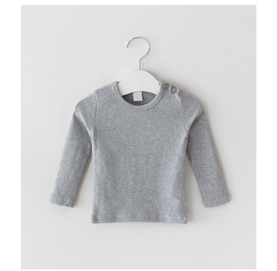 Lente Toevallige Baby Meisjes Shirts Jongens Kleding Pasgeboren Kinderen Snoep Kleur Dieptepunt Peuter Katoen Lange Mouw Blouse: 211T01gray / 24M   90cm