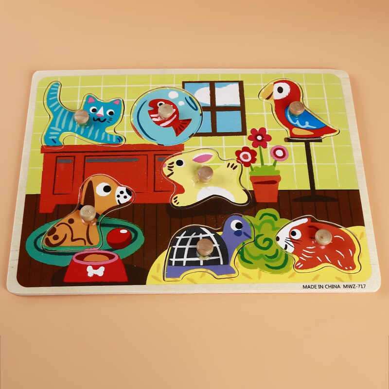 Baby Speelgoed Houten 3d Puzzel Cartoon Dier Intelligentie Kinderen Educatief Brain Teaser Kinderen Animal Zoo Learning Jigsaw