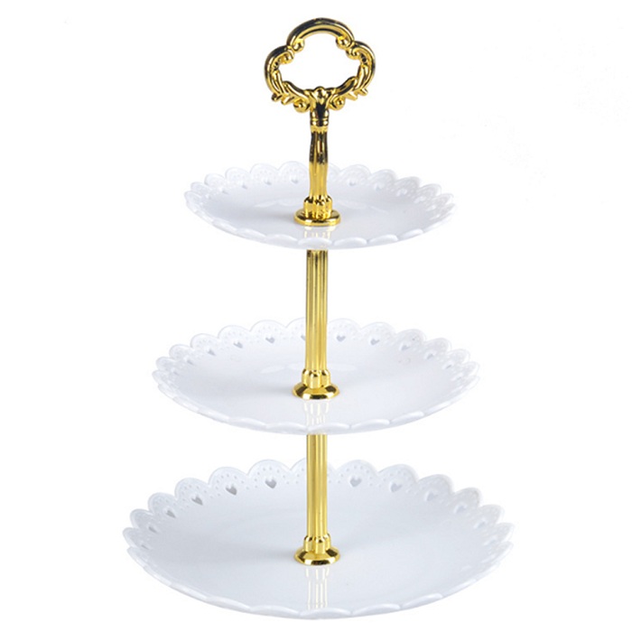 Soporte para pastel Transhome de 3 capas, soporte para plato para torta de boda, verduras y frutas para colocar utensilio, soporte para Magdalena de cumpleaños o boda: Cake Stand-White