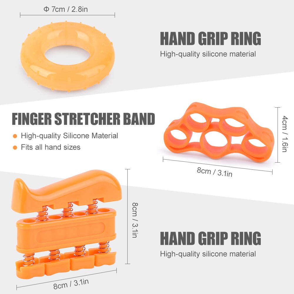 7PCS Fitness Set Hand Grip Strengthener Workout Kit Hand Finger Exerciser Finger Stretcher Grip Ring Jump Rope Resistance Band