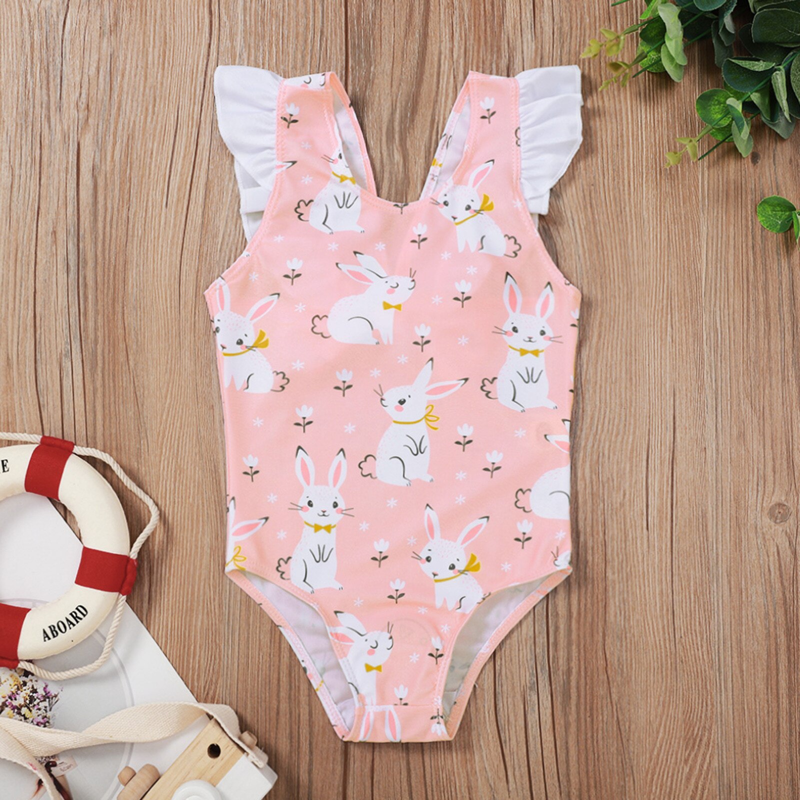 Bunny Print Swimwear Toddler Kids Baby Girls Sleev... – Grandado