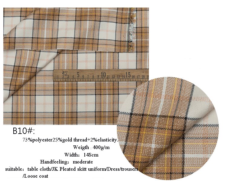 145 cmx 50cm polyester bomuld twill check klud garn farvet skotsk plaid stof til tøj tøjposer jk plisseret nederdel ensartet: B10