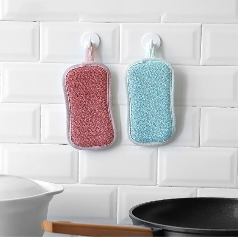 Esponja de nailon de doble cara para limpiar platos, cepillo de limpieza de descontaminación, estropajo, trapo, cocina, hogar, utensilios para lavar platos y tazas