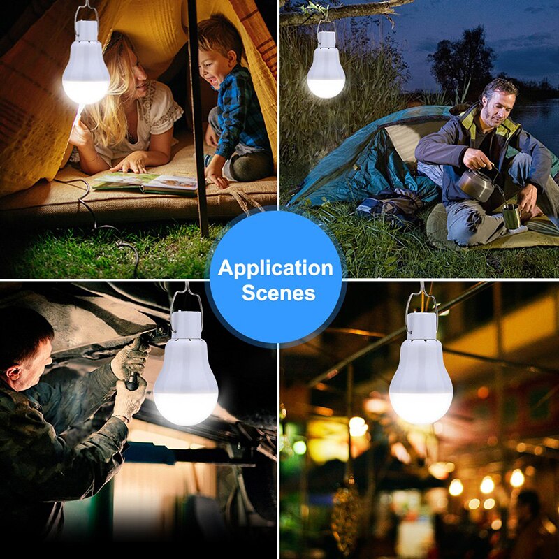 Portable Solar Led Light Bulb Rechargeable Solar Lamp Tent Light Flashlight For Hiking Fishing Outdoor Camping Home Emergency