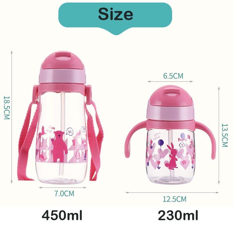 230/450ml schattige babybekers met silicagel voor peuters, kinderen leren eten, drinken, water, fles, trainingsbeker, babyvoedingsbeker