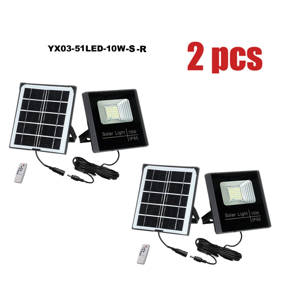 Led Tuin Solar Split Panel Licht Muur Beveiliging Garage Yard Indoor Thuis Straat Dek Hek Solar Lampen Schijnwerper W Split kabel: remote 51led 2pcs