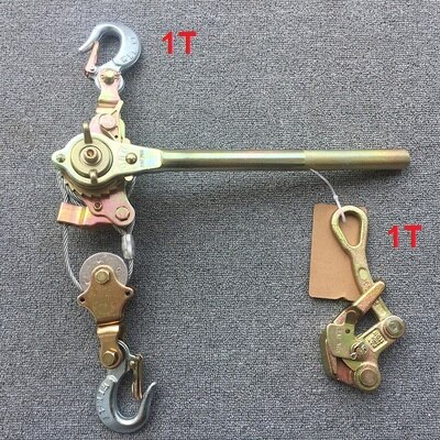 1T hand puller with wire grip , Japanese style ratchet cable puller hand steel wire rope puller ratchet pulling wire gri: 1200-00008  1T 1T