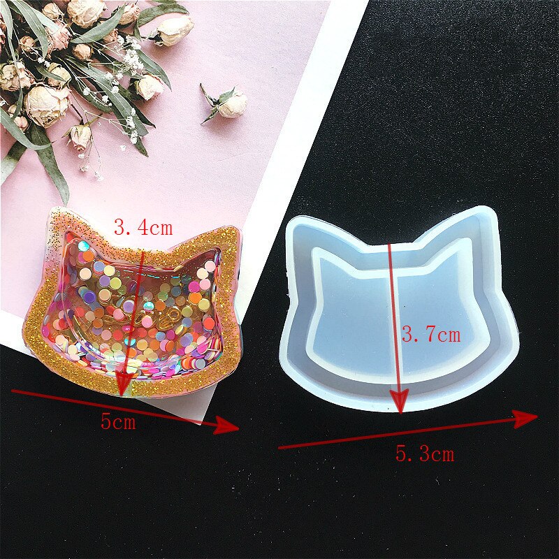 Diy Liefde Ster Drijfzand Kristal Epoxyhars Mal Uv Maan Kat Quicksand Sleutelhanger Siliconen Mal: 10