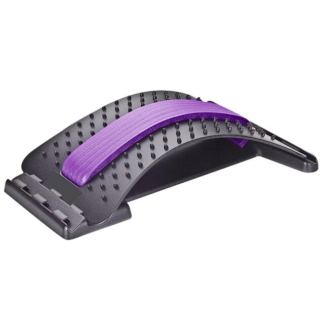 Equipo para estirar la espalda, masajeador, herramientas de estiramiento del cuello, soporte Lumbar de Fitness, relajación, alivio del dolor de la columna vertebral: Morado