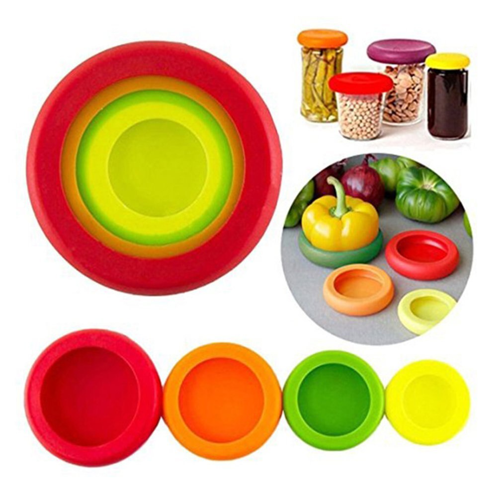 4 Stks/set Silicone Stretch Deksels Herbruikbare Fruit Groente Afdichting Deksels Cover Voor Het Houden Van Voedsel Vaatwasser Magnetron Keuken