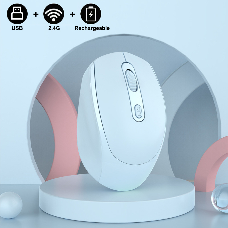 Bezprzewodowa mysz kompatybilna z Bluetooth 2.4G przenośna ergonomiczne myszy do laptopa Tablet Notebook biurowy ładowalna mysz do gier: SZARY