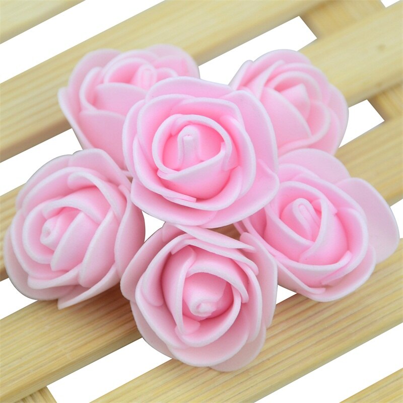 50PCS/Bag Mini PE Foam Rose Flower Head Artificial Rose Flowers Handmade DIY Wedding Home Decoration Festive &amp; Party Supplies: Light pink