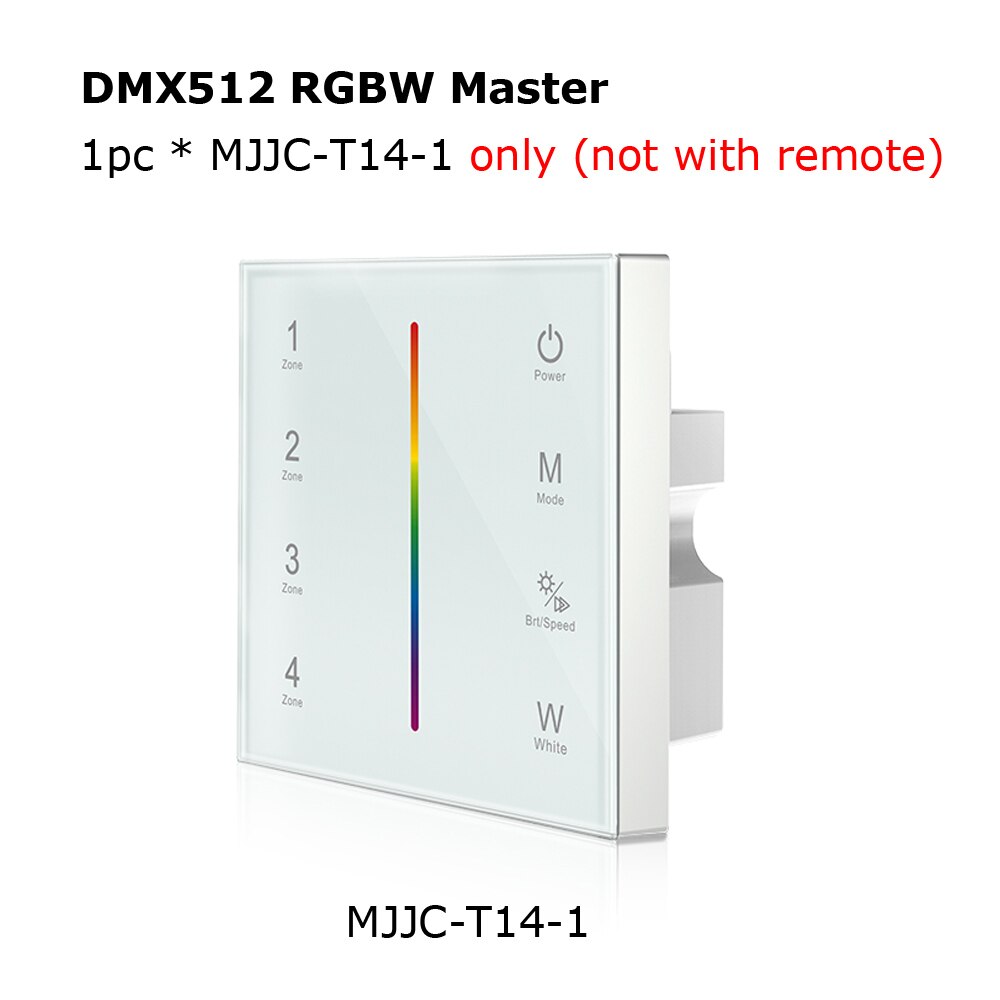 MJJC DMX Controller 512 4CH Zone RGBW DMX512 Master Control Wireless 2.4G RF Remote Wall Mounted Touch Panel Controller T14-1