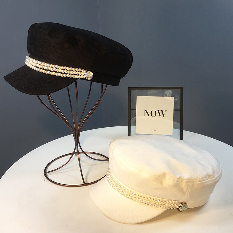 Dames marineblauwe pull-on hoed, dames vizierhoeden, zomerzonbeschermende hoed, dames met aanpasbare parelmoer franse hoed, meisjeshoed craisy