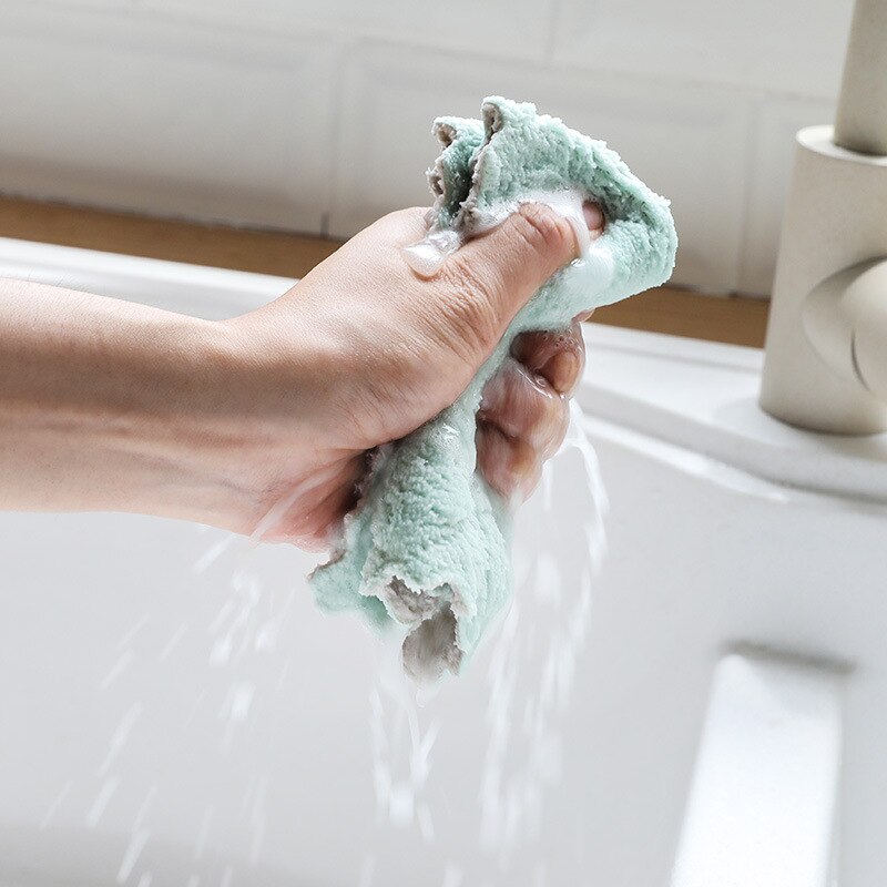 Mikrofiber køkkenvaskehåndklæde anti-fedt aftørringsklude absorberbare fiskeskæl aftørringsklud glasrudeskål rengøringsklud