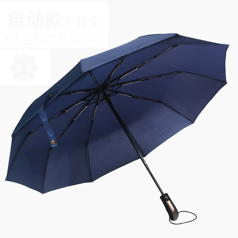 105cm 3 Folding Umbrella Ten Bones Fully Automatic Umbrella Foldable Sunny and Rainy Umbrella: Blue