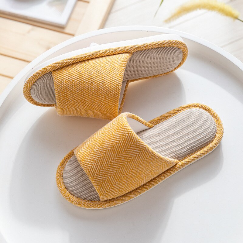 Mntrerm Womens Home Slippers Casual Indoor Outdoor Open-Toe Shoes Cotton And Linen Slippers Anti-Slip Couple Slipper