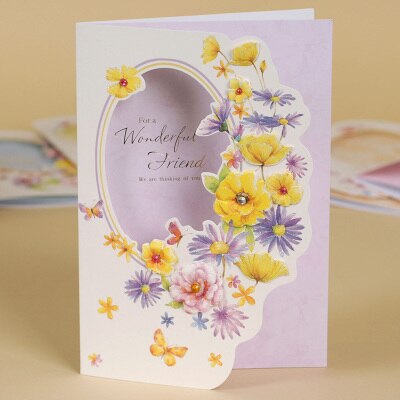 beautiful flower friend birthday greeting cards with envelope floral message cards: Number 05