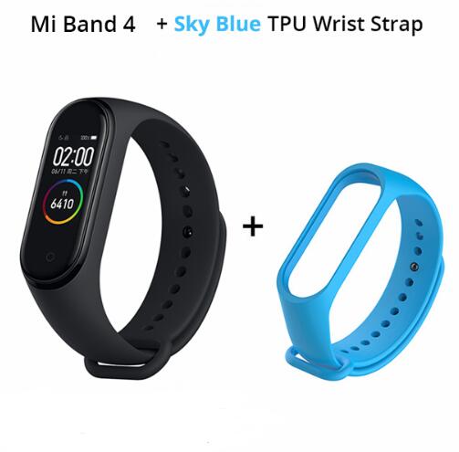 Original Xiaomi mi banda 4 miband inteligente 4 0,95 "Pantalla AMOLED impermeable de Fitness 135mAh Bluetooth 5,0 50ATM: add sky blue starp