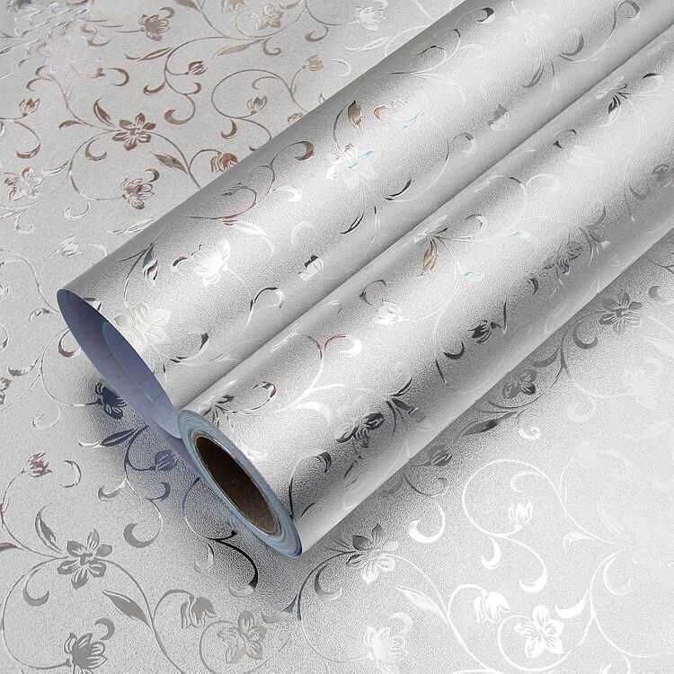 Lámina de aluminio autoadhesiva para cocina, rollo de aceite para cocina de 60x200cm, 5m y 10m, impermeable, para cajón de armario y rombos: flower / 60X200cm