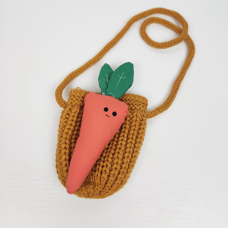 1 Piece Ginger Yellow Fruit Green Instagram's Girls' Stylish Knit Mini Bag Wool Coin Purse: 1