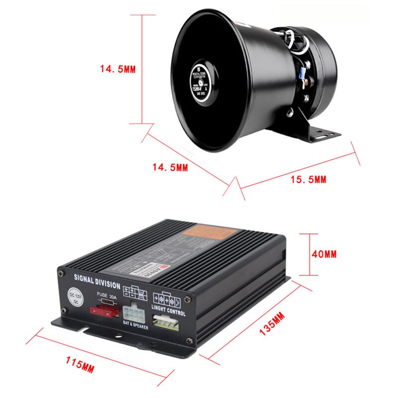 200W 16 Sound Car Siren Speaker Truck Warning Alarm Police Siren Horn Ambulance Emergency Electronic Horn Kit PA MIC Safe System