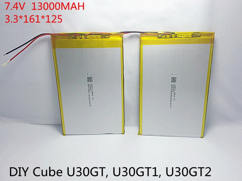 7.4 V 13000 mAh Tabletten Batterijen DIY U30GT, U30GT1, u30GT2 dual vier-core tablet pc batterij 33161125 Grootte: 3.3*161*125mm