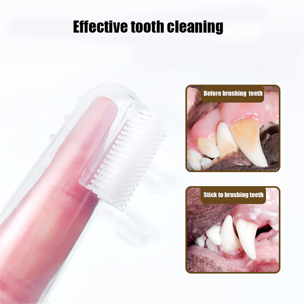 Pet Toothbrush Toothpaste Kit Three Sided Dog Brush Addition Bad Breath Tartar Teeth Care Dog Cat Cleaning Mouth Dog toothbrush