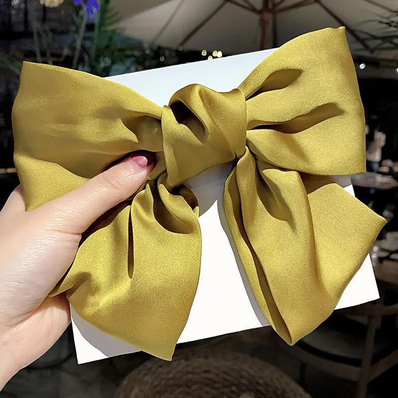 Vintage gros nœuds papillon de cheveux pinces à cheveux mignonnes Satin deux couches papillon arc épingle à cheveux fille cheveux accessoires pour femmes nœud papillon épingles à cheveux: Rouge