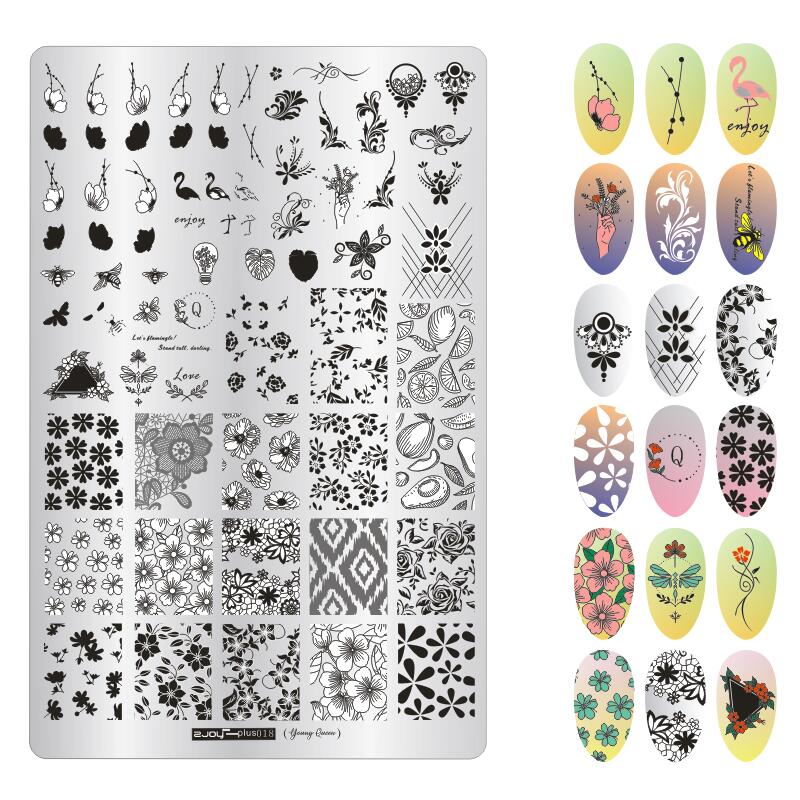 ZJOY-PLUS 1Pcs 9.5*14.5CM Nail Art Stamping Plates Stamping Nail Image Templates Manicure Stencils For Nails Stamps 19 Styles: 18