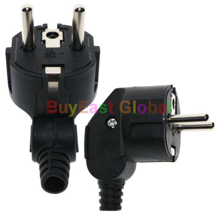 (Pack 5) EU Schuko French Korean 90 Degree Right Angle DIY Rewireable Plug AC100~250V 16A Black White