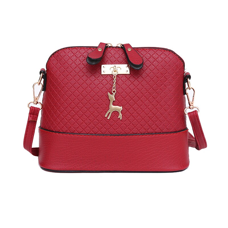 Jahrgang Plaid Crossbody-tasche Frauen PU Leder Schulter Tasche Kleine Hülse Tasche Hirsch Anhänger Umhängetasche Einkaufs Dame Geldbörse bolso: rot