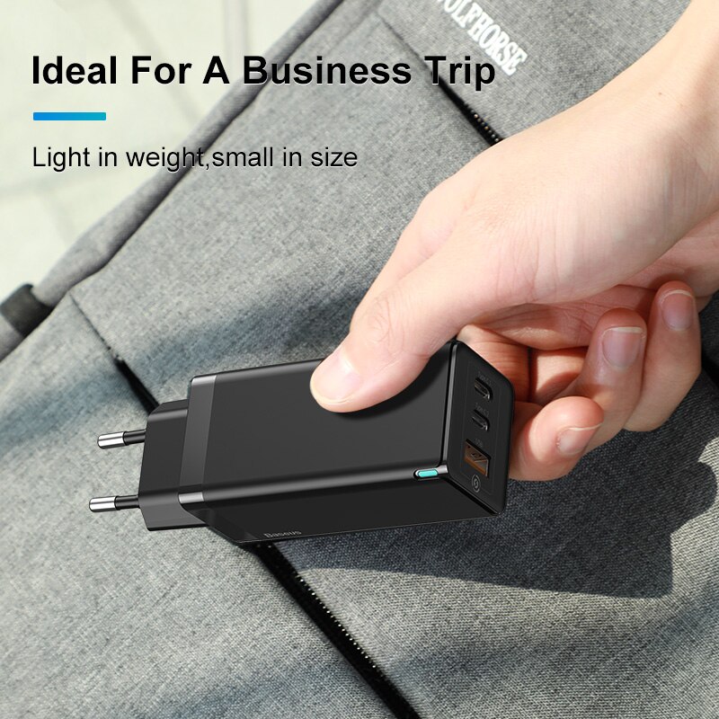 Baseus 65W GaN Ladegerät Schnell Ladung 4,0 3,0 Typ C PD Schnelle Ladegerät 3 Hafen USB Ladegerät mit QC 4,0 3,0 tragbare Telefon Ladegerät