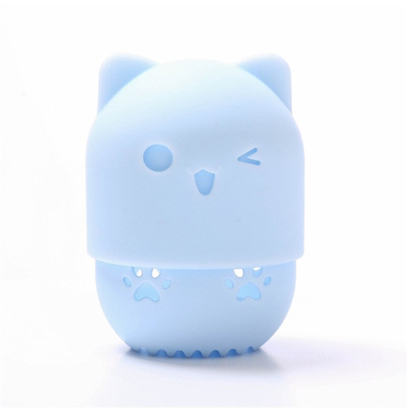 Kitten Soft Silicone Powder Puff Drying Puff Blender Beauty Sponge Travel Case Holder Sponge Egg Capsule Display Rack Egg: Blue